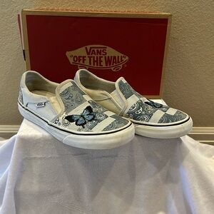Vans® Asher DX Women's Slip-On Shoes with Blue Butterfly